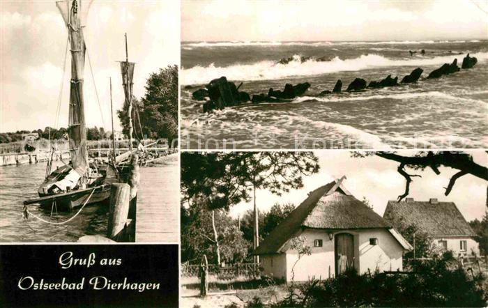 Dierhagen Ostseebad Hafen Fischerboote Brandung