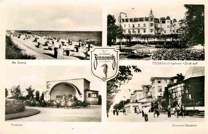Zinnowitz Ostseebad Strand Kurplatz FDGB Erholungsheim Glueck auf