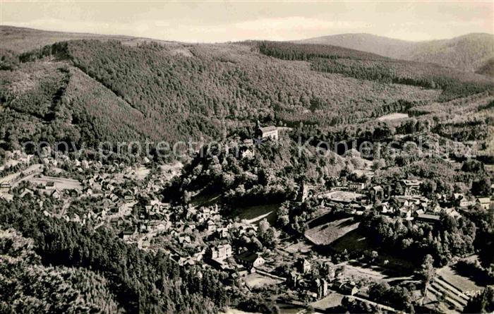 Schwarzburg Thueringer Wald Panorama Blick vom Trippstein