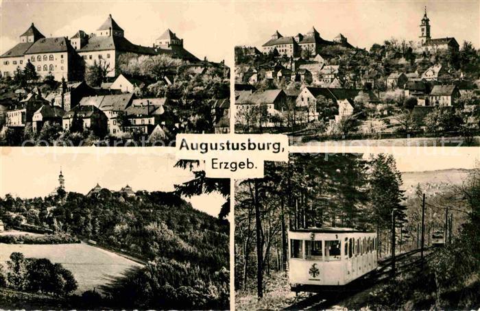 Augustusburg Teilansichten mit Schloss Augustusburg Drahtseilbahn