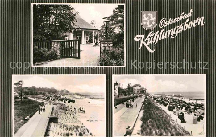 Kuehlungsborn Ostseebad Eingang zum Kurgarten und Lesehalle Strand Promenade