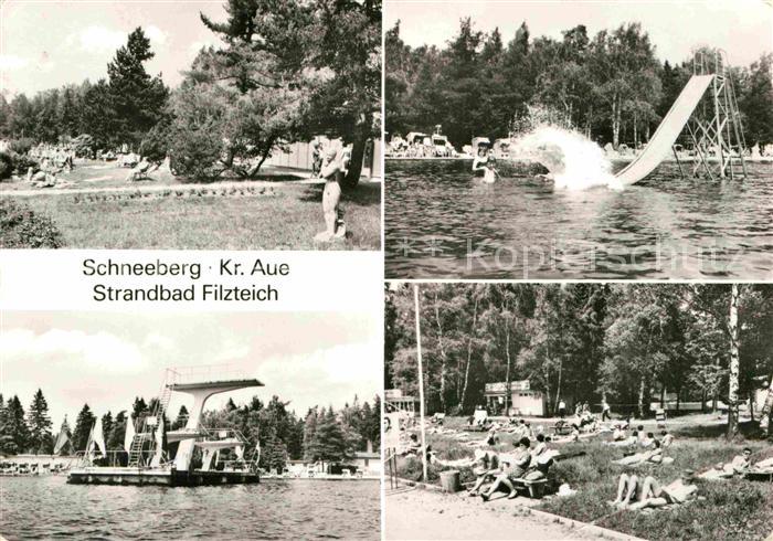 Schneeberg Erzgebirge Strandbad Filzteich Sprungturm Rutschbahn Liegewiese