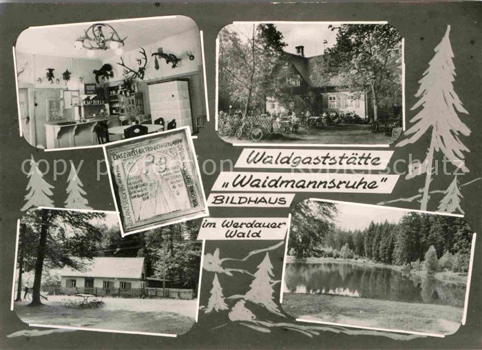 Werdau Sachsen Waldgaststaette Waidmannsruhe Bildhaus Werdauer Wald See Handabzu