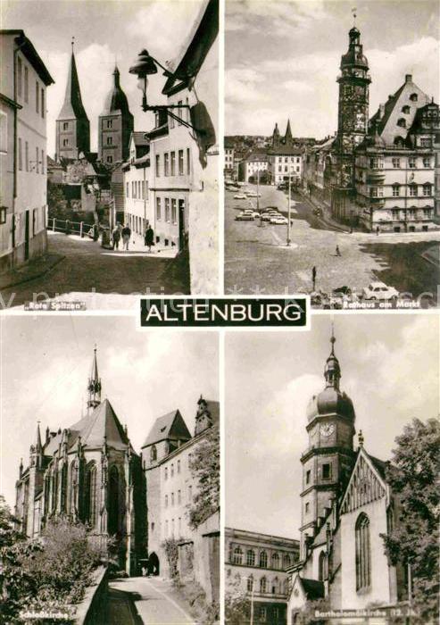 Altenburg Thueringen Rote Spitzen Doppeltuerme Wahrzeichen Rathaus Markt Kirche