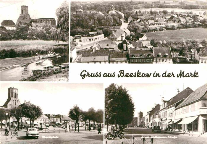 Beeskow Blick ueber die Stadt Partie am Fluss Kirche Marktplatz Ernst Thaelmann