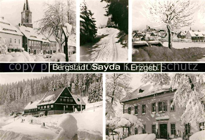 Sayda Teilansichten Bergstadt Winterpanorama Erzgebirge