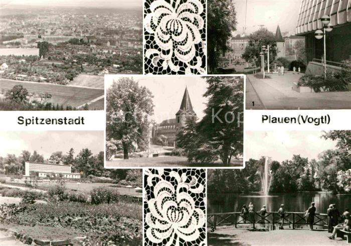 Plauen Vogtland Panorama Spitzenstadt Otto Grotewohl Platz Kirche Parktheater St