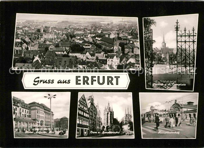 ERFURT  CITY Blick ueber die Stadt Obelisk Domplatz Hotel Erfurter Hof Dom Sever