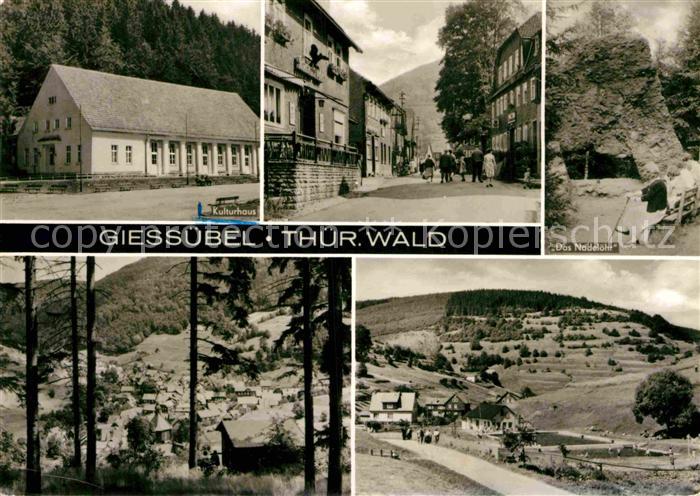 Giessuebel Schleusegrund Kulturhaus Nadeloehr Felsen Landschaftspanorama Waldpar