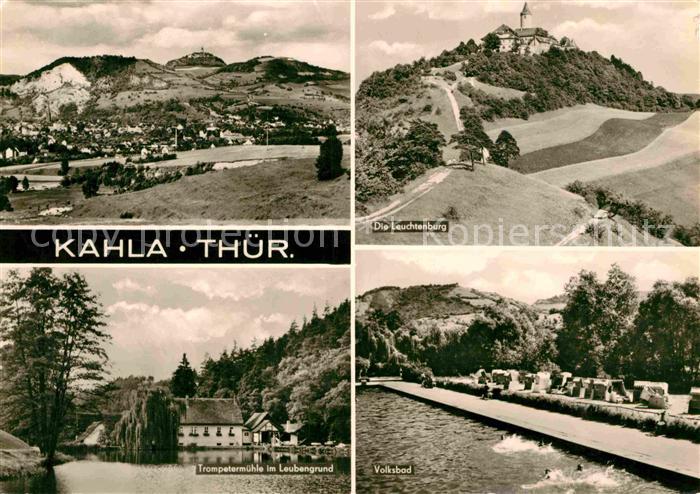 Kahla Thueringen Panorama Leuchtenburg Volksbad Schwimmbad Trompetenmuehle Leube