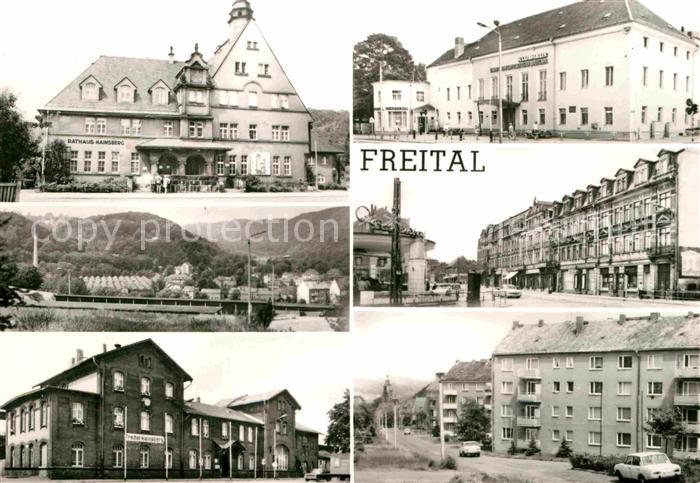 Freital Teilansichten Rathaus Bahnhof Klubhaus Wohnblocks