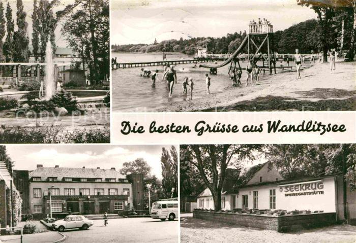 Wandlitz Badestrand am Wandlitzsee Fontaene Gaststaette Seekrug