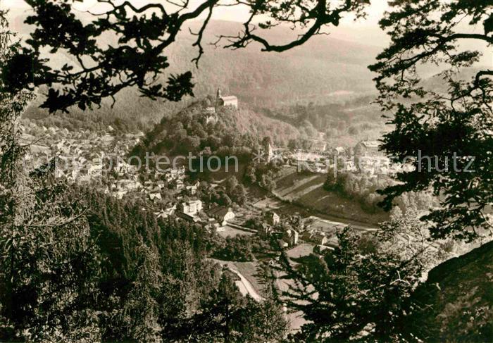 Schwarzburg Thueringer Wald Panorama Blick vom Trippstein