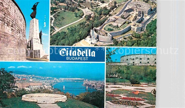 Budapest Citadella Panorama Blick ueber die Stadt mit Donau Zitadelle Gellertber
