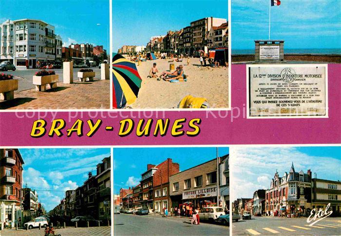 Bray-Dunes Teilansichten Hotels Strand Kriegerdenkmal