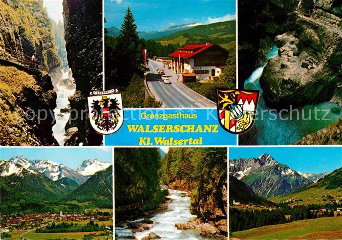 Walserschanz Kleinwalsertal Grenzgasthaus Schlucht Bergbach Alpenpanorama Wappen