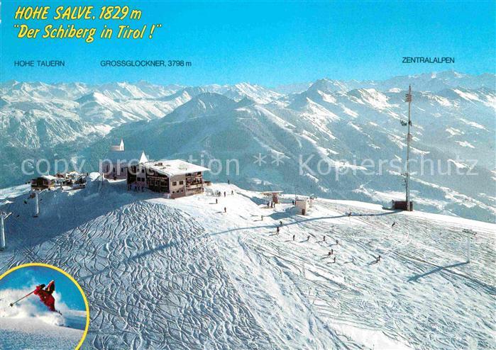 Hohe Salve Gipfelrestaurant Wintersportplatz Alpenpanorama Fliegeraufnahme