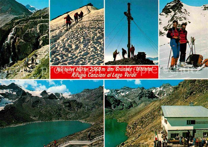 Ultental Hoechster Huette am Gruensee Gipfelkreuz Rifugio Canziani al Lago Verde