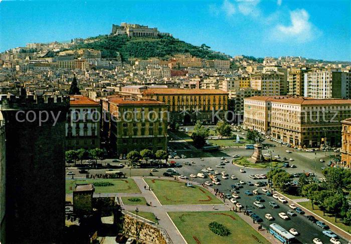 Napoli Neapel Piazza Municipio e Castel Sant Elmo Platz Festung