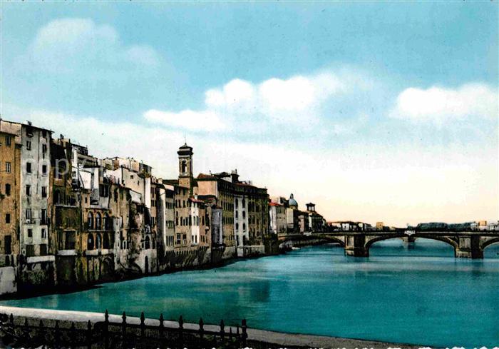 Firenze Florenz Una veduta dall Arno col Ponte a Santa Trinita