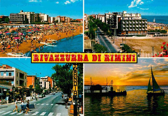 Rimini Strand Hotels Strassenpartie Sonnenuntergang am Meer