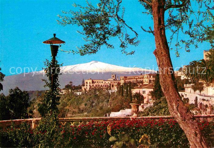 Taormina Sizilien Giardino Pubblico e l'Etna Volksgarten Vulkan aetna