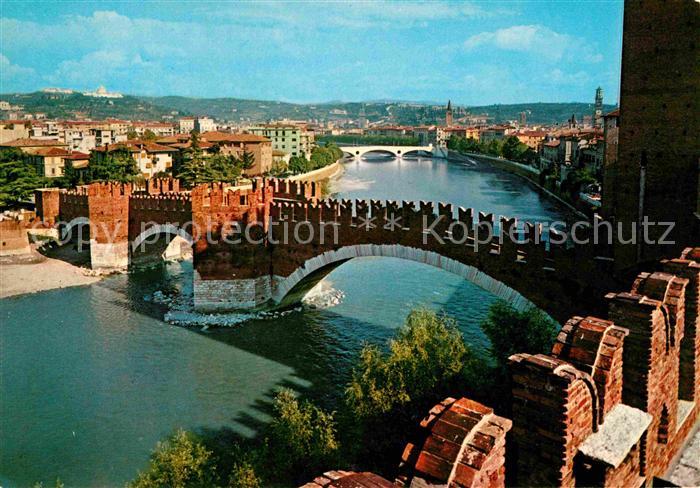 Verona Veneto Ponte Scaligero e panorama Bruecke