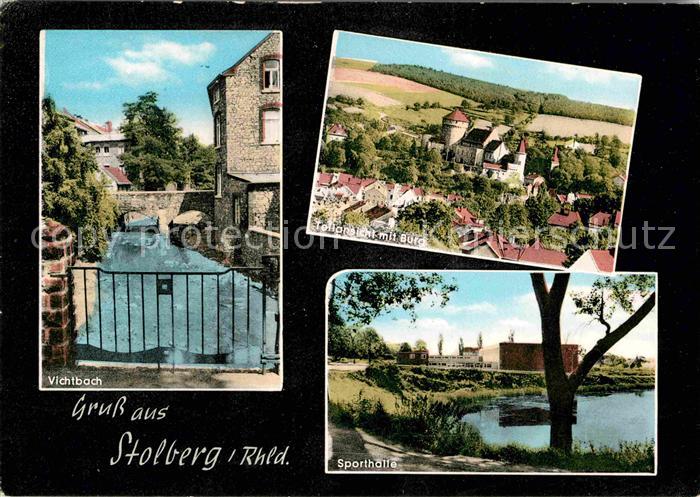 Stolberg Rheinland Vichtbach Sporthalle Teilansicht mit Burg