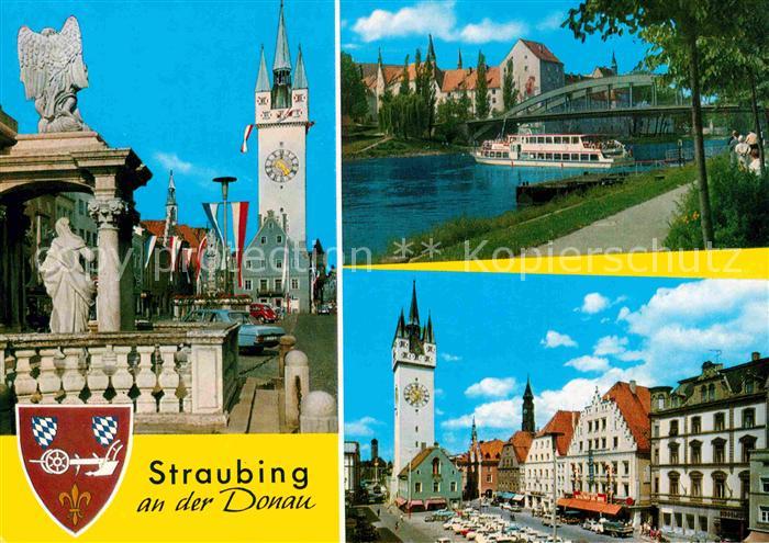 Straubing Stadtturm Theresien- und Ludwigsplatz Schloss