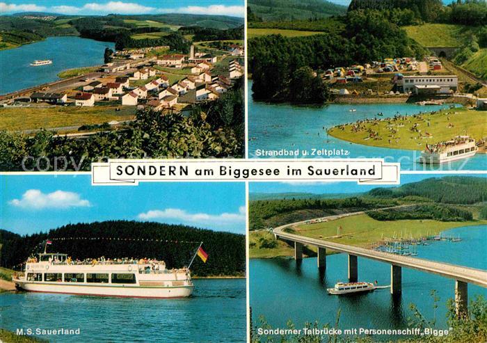 Sondern Biggesee Fliegeraufnahme Personenschiff Sauerland Talbruecke Strandbad Z
