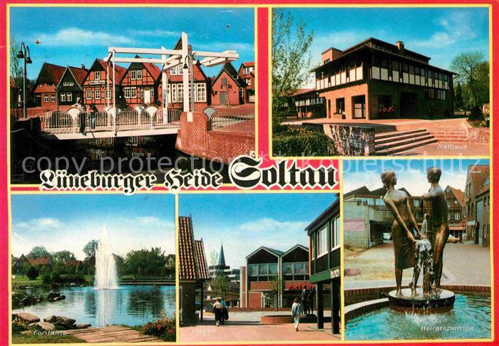 Soltau Teilansicht Brunnen Park Teich