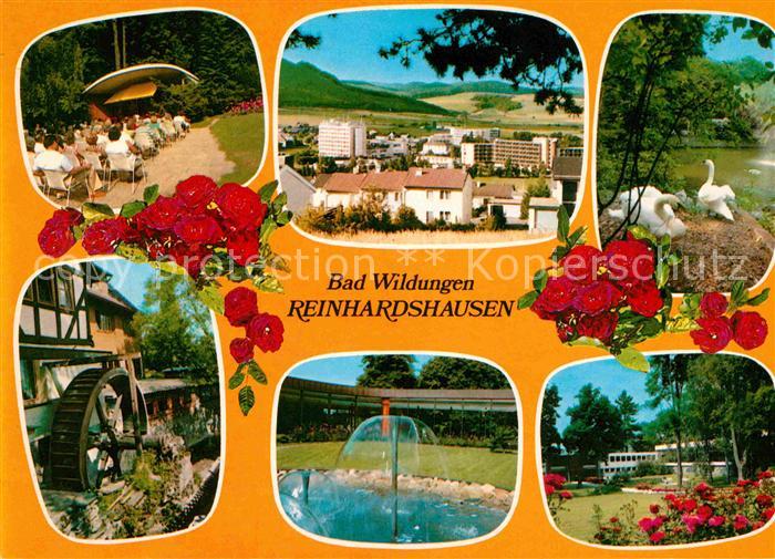 Bad Wildungen Reinhardshausen Park Kurkonzert Schwaene Wasserrad