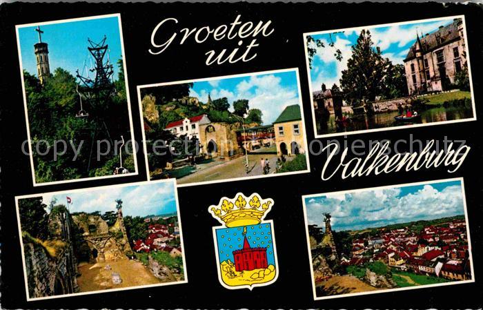 Valkenburg aan de Geul Sessellift Aussichtsturm Burgruine Strassenpartie Panoram