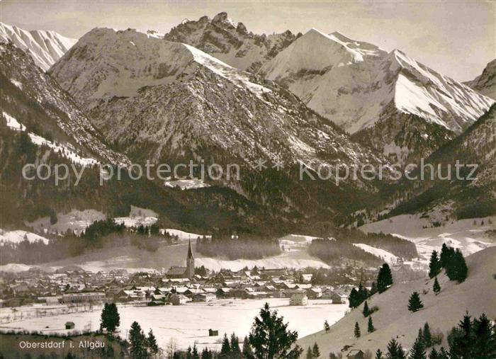 Oberstdorf Gesamtansicht mit Alpenpanorama im Winter