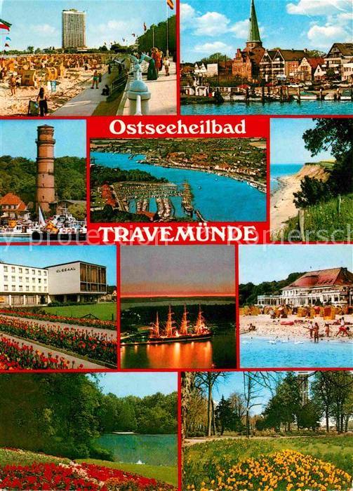 Travemuende Ostseebad Strand Promenade Hotel Hochhaus Kirche Leuchtturm Hafen Ku