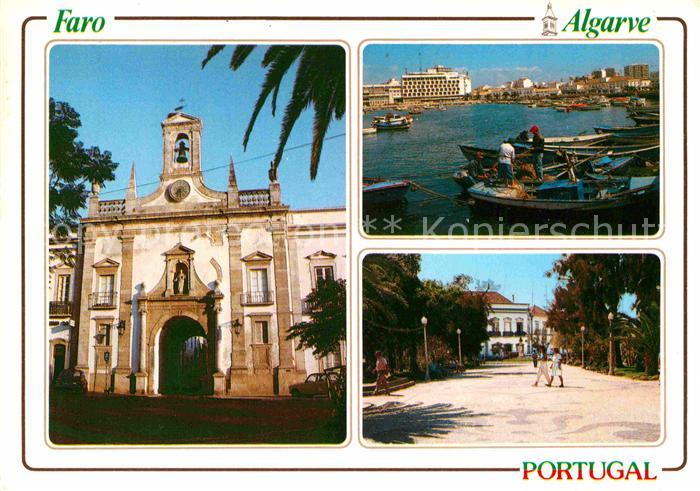 Faro Portugal Kirche Hafen Fischerboote Promenade
