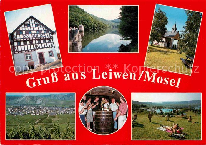 Leiwen Mosel Teilansichten Weinort Weinbaugebiet Freibad Ferienzentrum