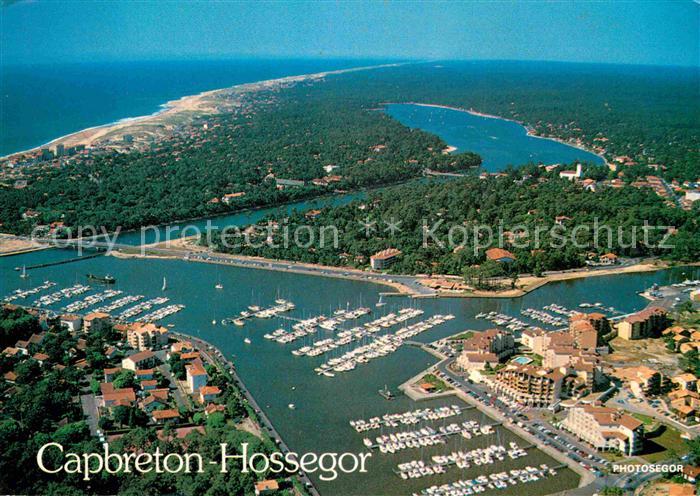Capbreton Port Canal Lac d Hossegor Ocean Foret vue aerienne