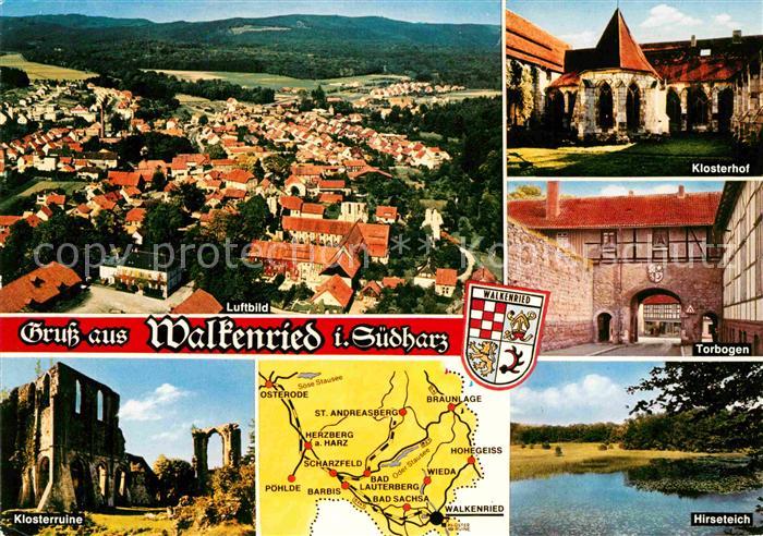 Walkenried Luftbild Klosterhof Torbogen Hirseteich Klosterruine Landkarte