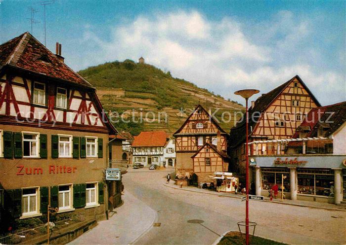 Heppenheim Bergstrasse Kleiner Markt mit Blick zur Starkenburg