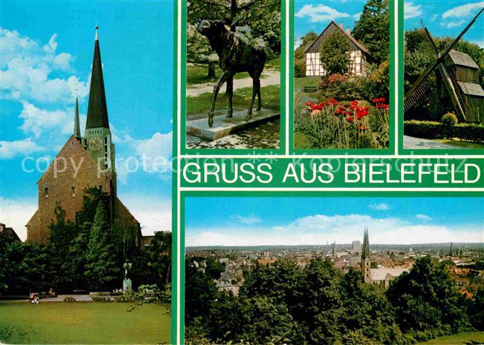 BIELEFELD  CITY Kirche Skulptur Windmuehle Blick ueber die Stadt