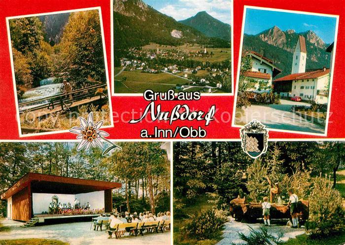 Nussdorf Inn Panorama Ortspartie an der Kirche Konzertplatz Brunnen Herbststimmu