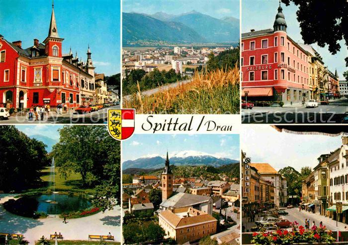 Spittal Drau Teilansichten Kirche Park Brunnen Innenstadt Alpen