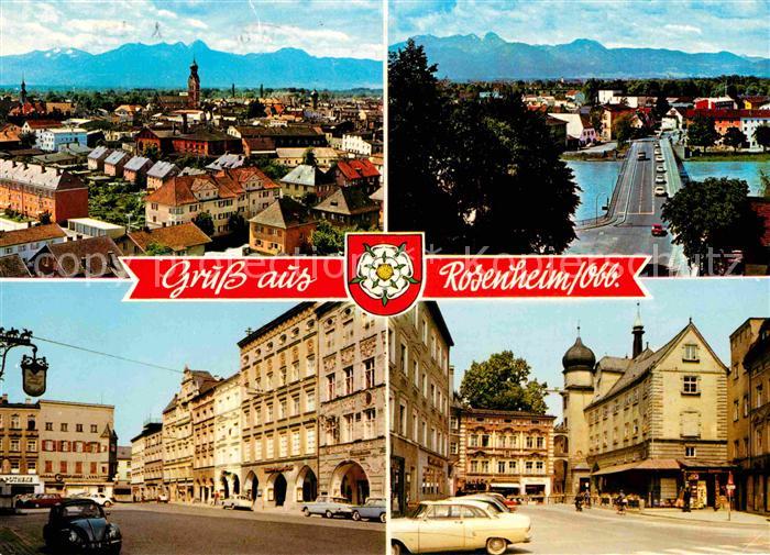 Rosenheim Bayern Totalansicht Innbruecke Max Josefs Platz Mittertor Heimatmuseum