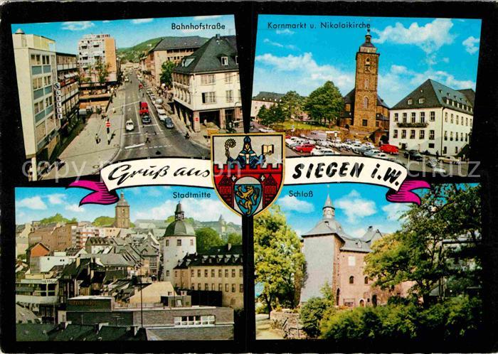 Siegen Westfalen Bahnhofstrasse Kornmarkt Nikolaikirche Schloss Stadtmitte