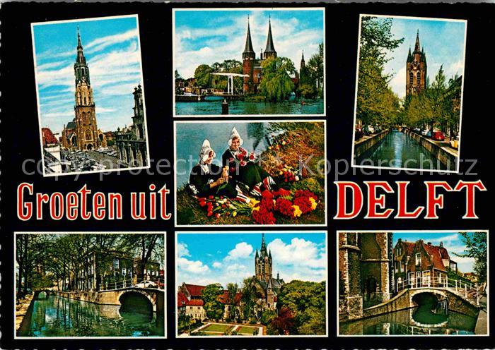 Delft Kirchen Schloss Grachten Trachtenmaedchen
