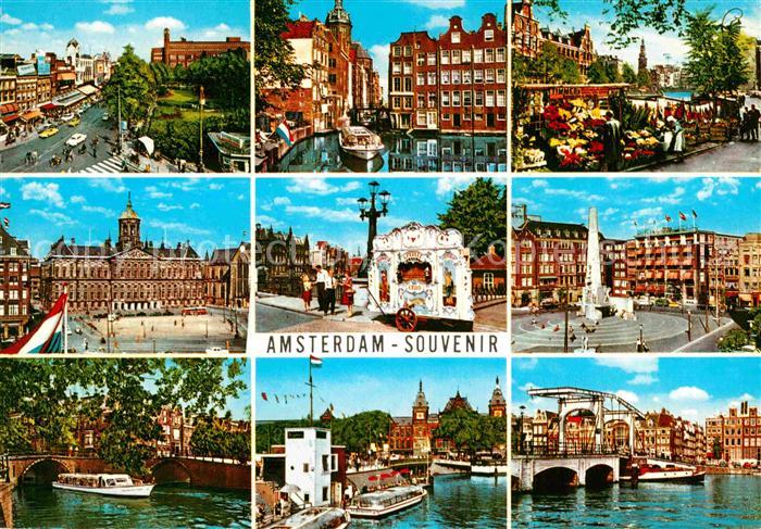 Amsterdam Niederlande Teilansichten Blumenmarkt Schloss Stadtplatz Grachten Zieh