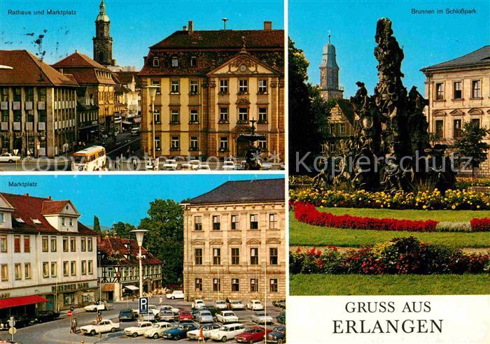 ERLANGEN Bayern Rathaus Marktplatz Brunnen Schlosspark