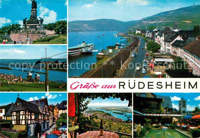 Ruedesheim Rhein Denkmal Rheinpartien Teilansichten