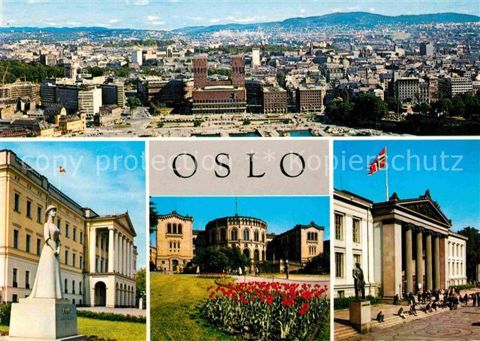 Oslo Norwegen Panorama Radhuset Slottet Stortinget Universitetet